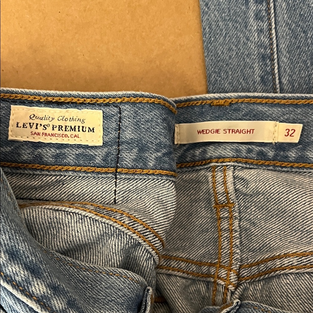 Levi's Straight Leg Blue Distressed Jeans - Picture 3 of 4